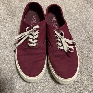 Sperry Red and Cream Sneakers with Classic Low-Top Design